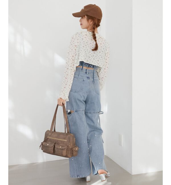  「◎フリルカラーリボンカーディガン」|カーディガン|