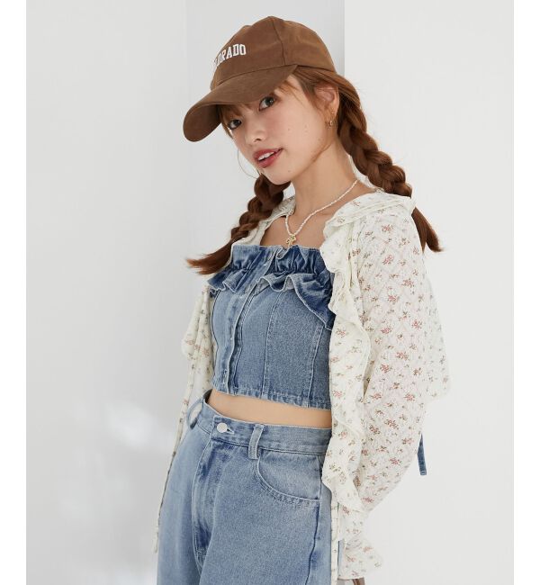  「◎フリルカラーリボンカーディガン」|カーディガン|