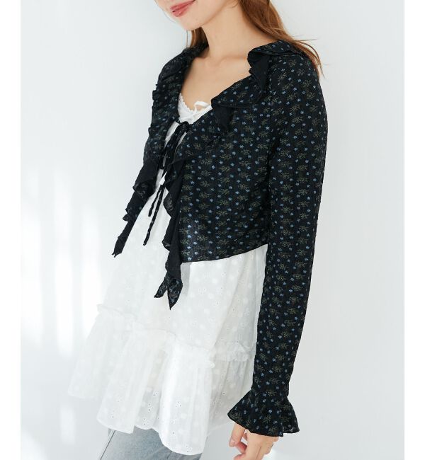  「◎フリルカラーリボンカーディガン」|カーディガン|