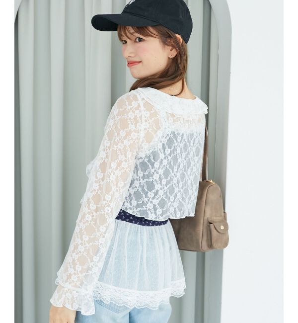  「◎フリルカラーリボンカーディガン」|カーディガン|