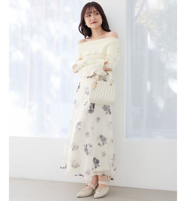 MAJESTICLEGON「フラワーオフショルドッキングワンピ」|ワンピース|