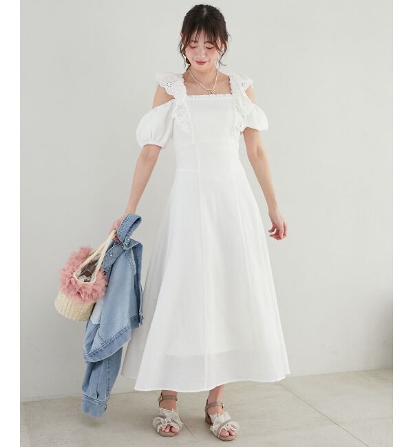  「肩レースフリルワンピース」|ワンピース|