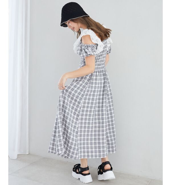 「肩レースフリルワンピース」|ワンピース|
