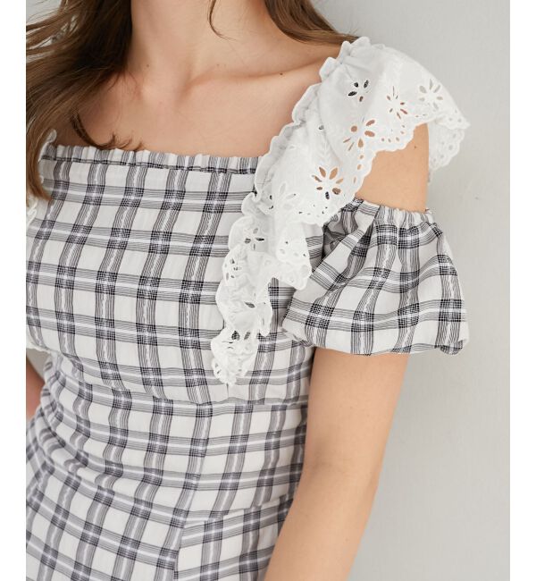  「肩レースフリルワンピース」|ワンピース|