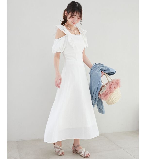  「肩レースフリルワンピース」|ワンピース|