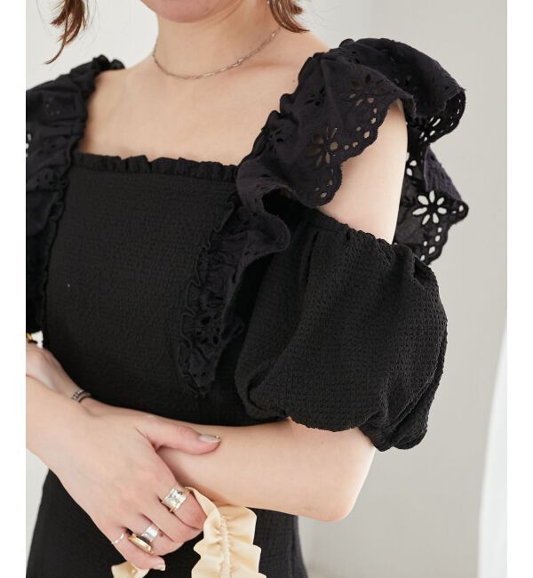  「肩レースフリルワンピース」|ワンピース|