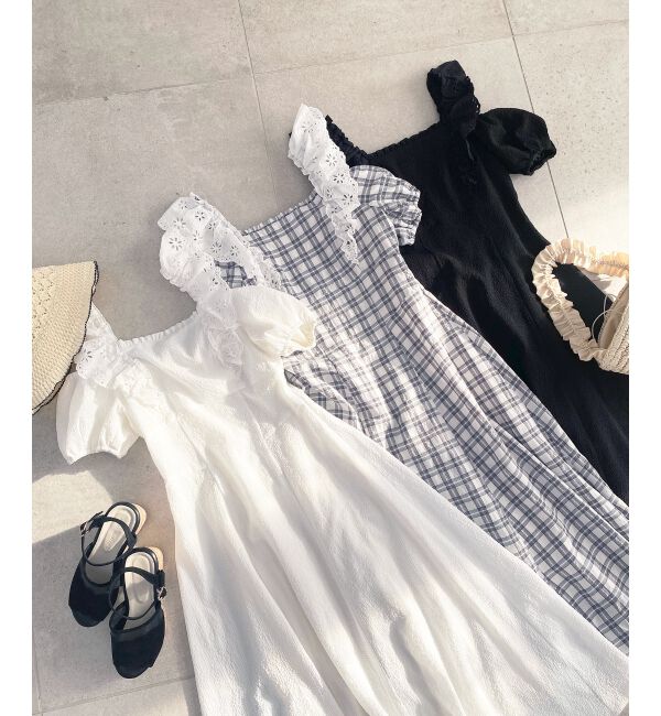  「肩レースフリルワンピース」|ワンピース|