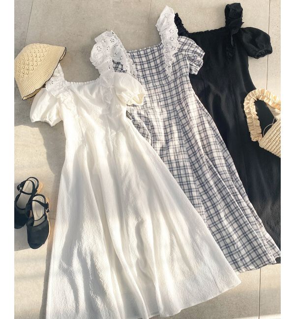  「肩レースフリルワンピース」|ワンピース|