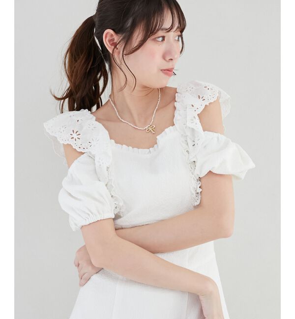  「肩レースフリルワンピース」|ワンピース|