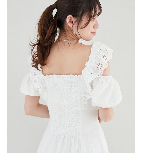  「肩レースフリルワンピース」|ワンピース|