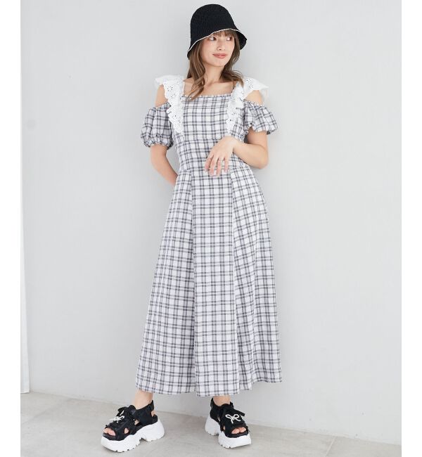  「肩レースフリルワンピース」|ワンピース|