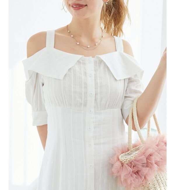  「オフショルシャツワンピース」|ワンピース|