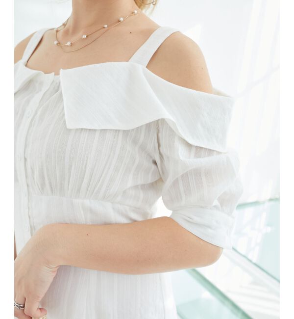  「オフショルシャツワンピース」|ワンピース|