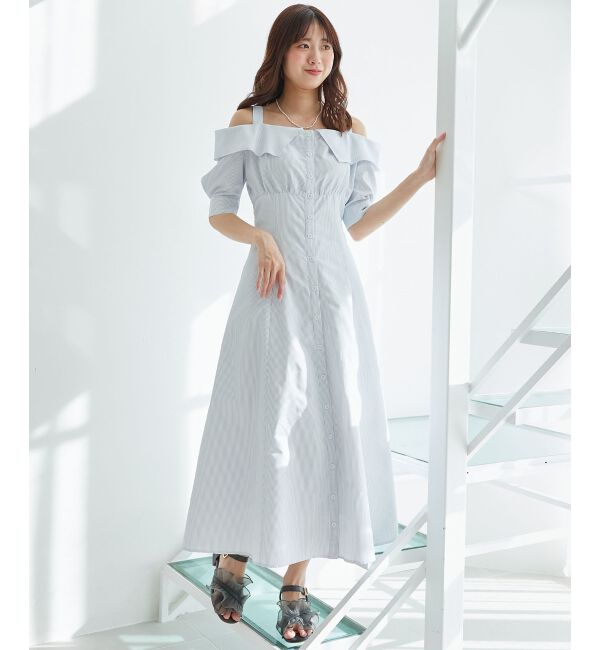  「オフショルシャツワンピース」|ワンピース|
