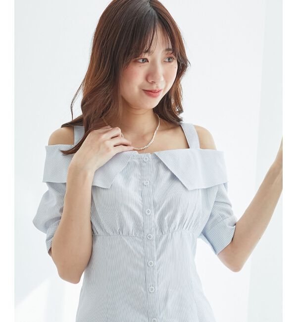  「オフショルシャツワンピース」|ワンピース|