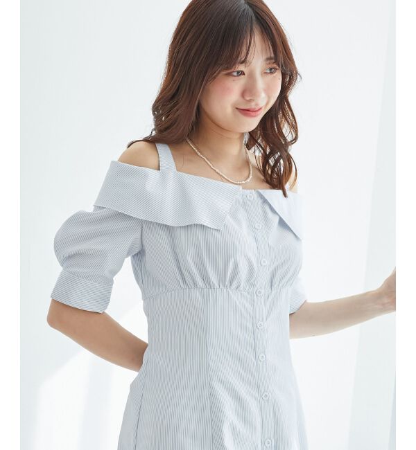  「オフショルシャツワンピース」|ワンピース|