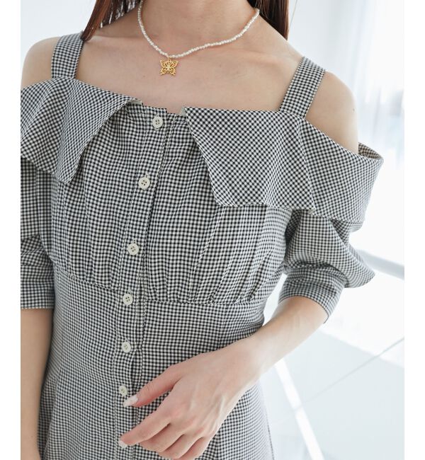  「オフショルシャツワンピース」|ワンピース|