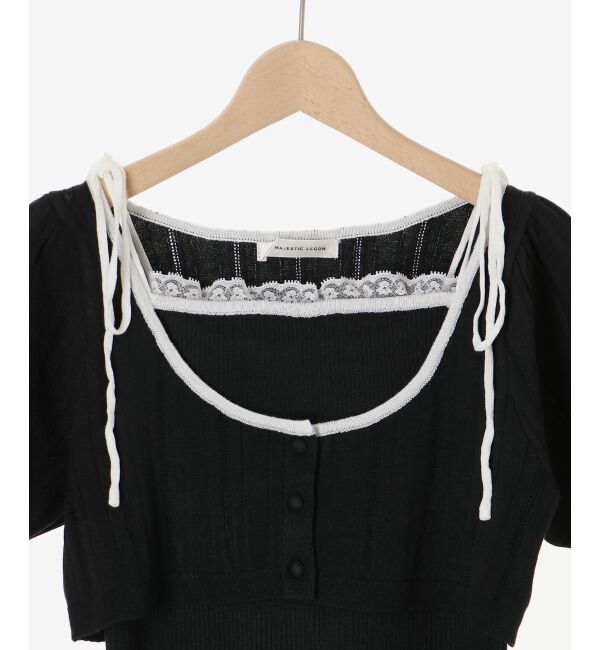  「キャミ＆バイカラークロップドカーデ」|カーディガン|