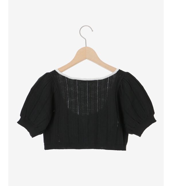  「キャミ＆バイカラークロップドカーデ」|カーディガン|