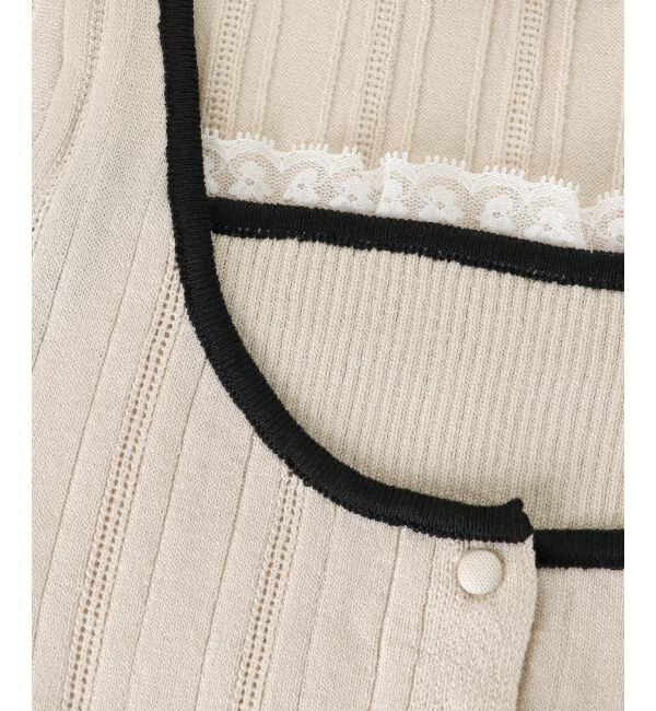  「キャミ＆バイカラークロップドカーデ」|カーディガン|