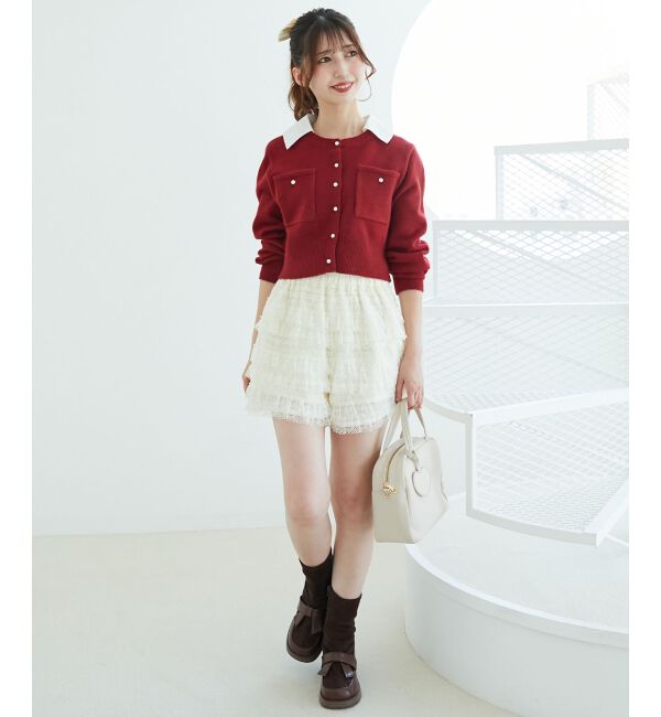  「取り外し襟付きニットカーデ」|カーディガン|