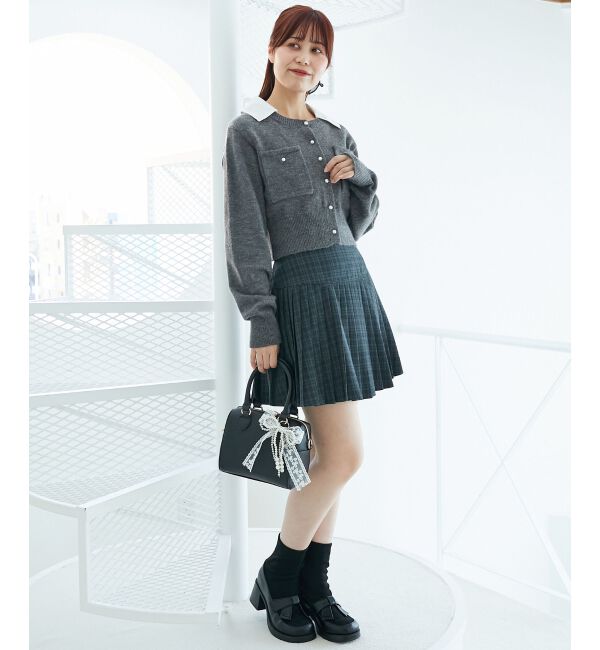  「取り外し襟付きニットカーデ」|カーディガン|