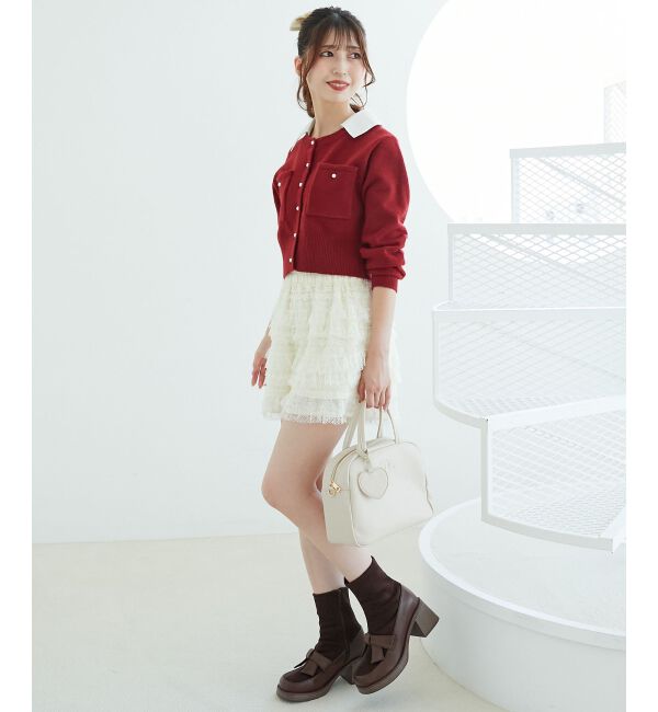  「取り外し襟付きニットカーデ」|カーディガン|