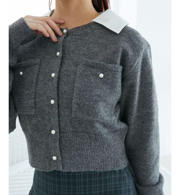  「取り外し襟付きニットカーデ」|カーディガン|