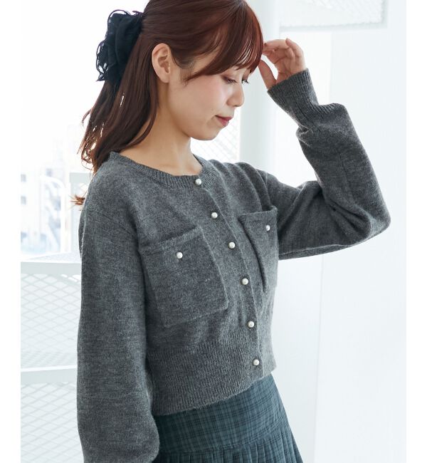  「取り外し襟付きニットカーデ」|カーディガン|