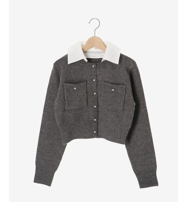  「取り外し襟付きニットカーデ」|カーディガン|