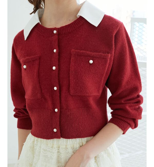  「取り外し襟付きニットカーデ」|カーディガン|