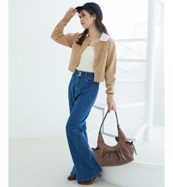  「取り外し襟付きニットカーデ」|カーディガン|