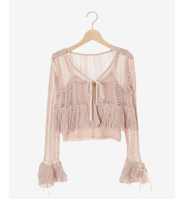  「キャミセットレーシー長袖カーデ」|カーディガン|