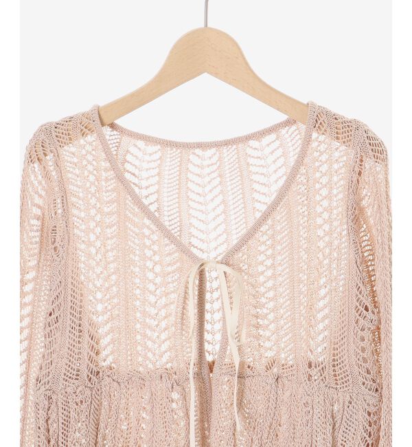  「キャミセットレーシー長袖カーデ」|カーディガン|