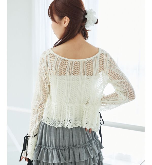  「キャミセットレーシー長袖カーデ」|カーディガン|