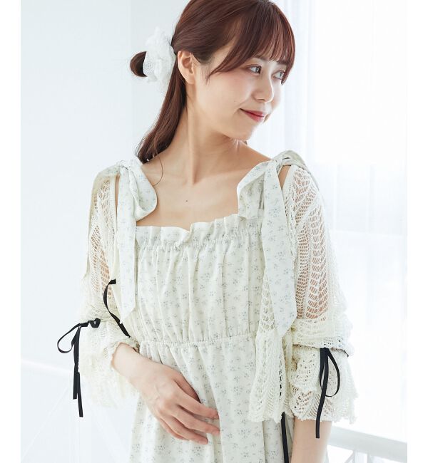  「キャミセットレーシー長袖カーデ」|カーディガン|