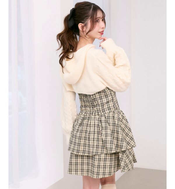  「ケーブルフードボレロセットミニワンピ」|ワンピース|