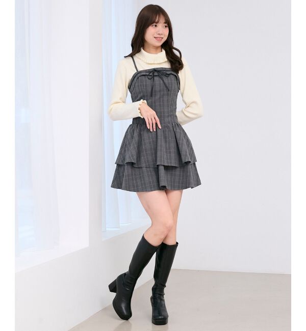  「ケーブルフードボレロセットミニワンピ」|ワンピース|