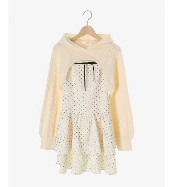  「ケーブルフードボレロセットミニワンピ」|ワンピース|