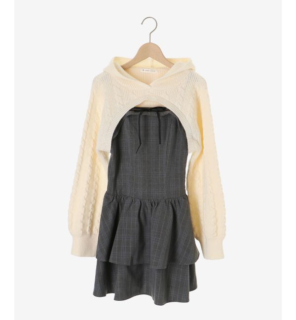  「ケーブルフードボレロセットミニワンピ」|ワンピース|