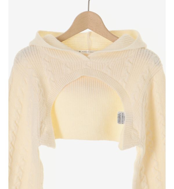  「ケーブルフードボレロセットミニワンピ」|ワンピース|