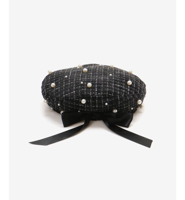  「パール&times;リボンツイードベレー帽」|ハンチング・ベレー帽|