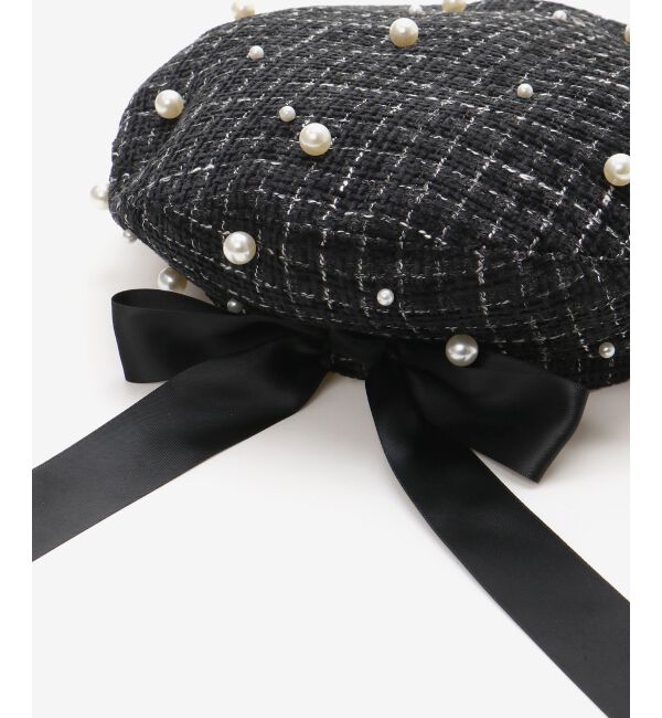  「パール&times;リボンツイードベレー帽」|ハンチング・ベレー帽|