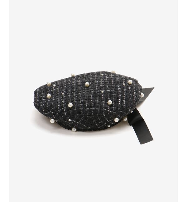  「パール&times;リボンツイードベレー帽」|ハンチング・ベレー帽|