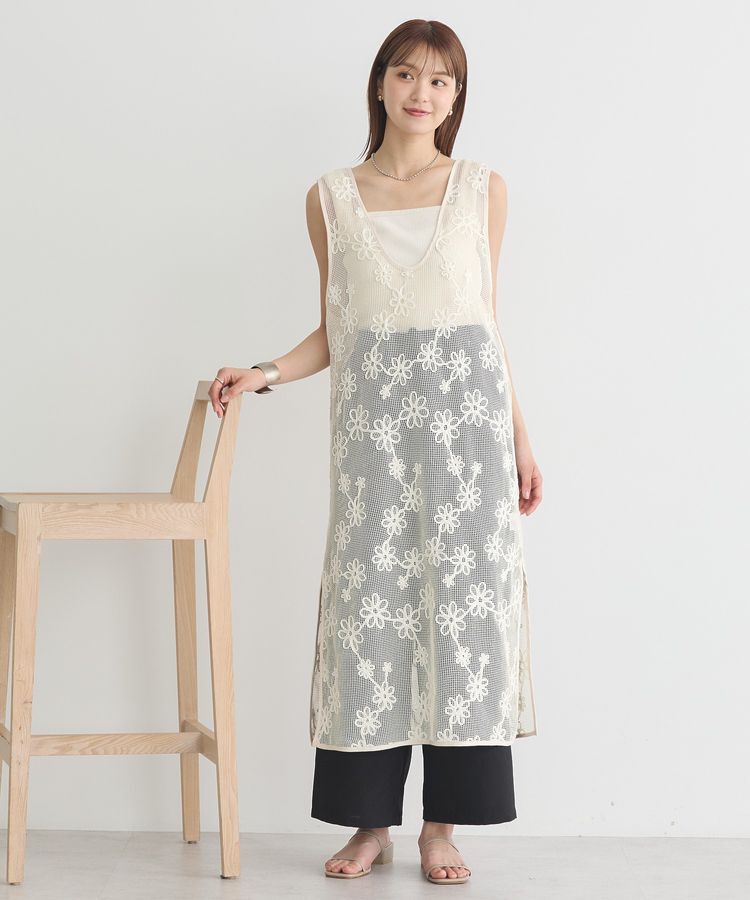 earth music&ecology「コード刺繍ベスト」|ワンピース|