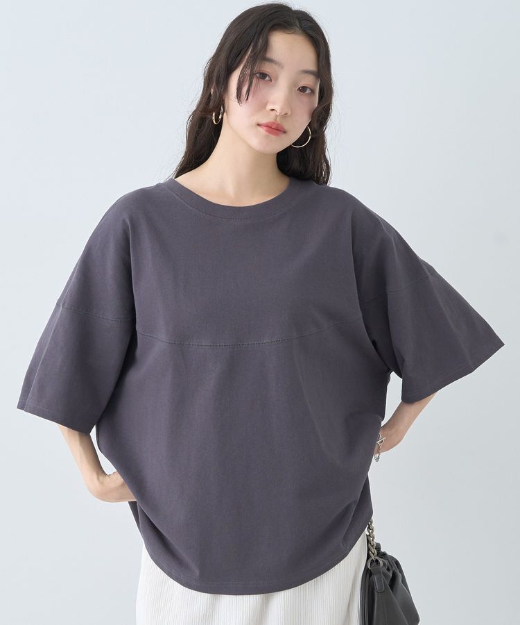 earth music&ecology「ドルマンバックプリントTee」|Tシャツ・カットソー|Charcoal Gray