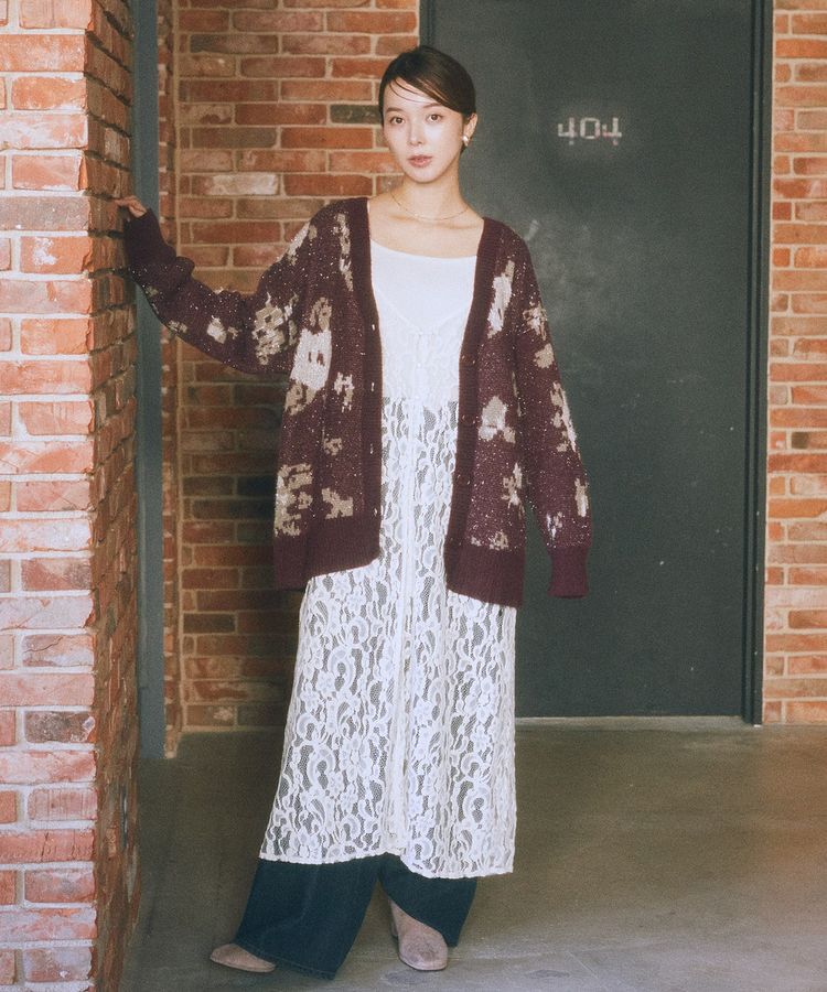 earth music&ecology「起毛レースレイヤードキャミワンピース」|ワンピース|