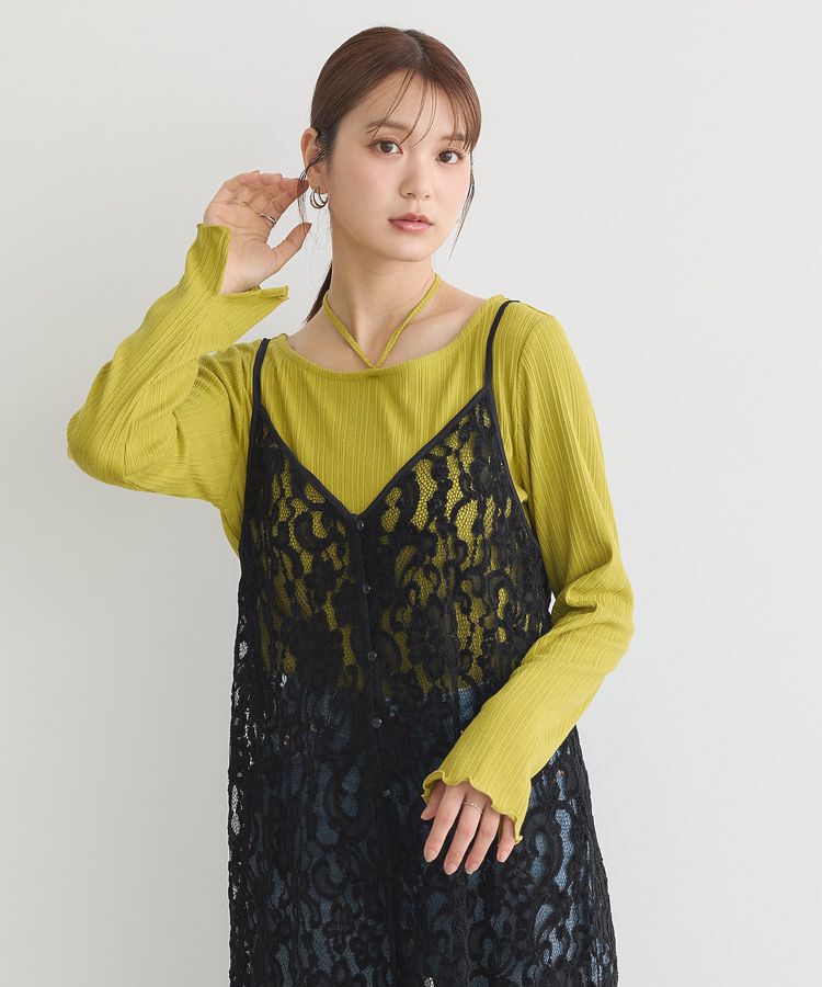 earth music&ecology「起毛レースレイヤードキャミワンピース」|ワンピース|