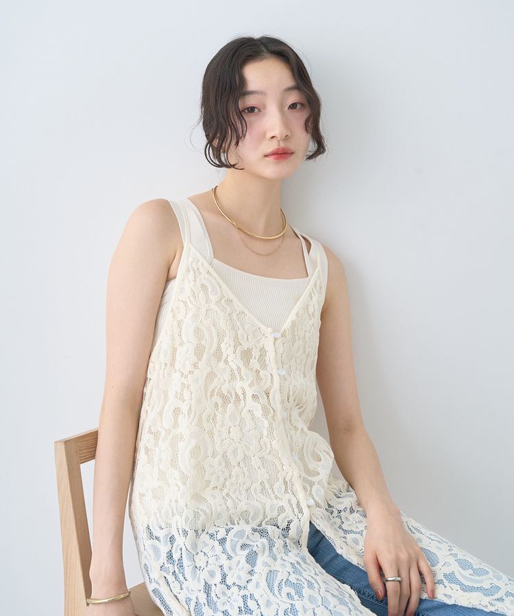 earth music&ecology「起毛レースレイヤードキャミワンピース」|ワンピース|