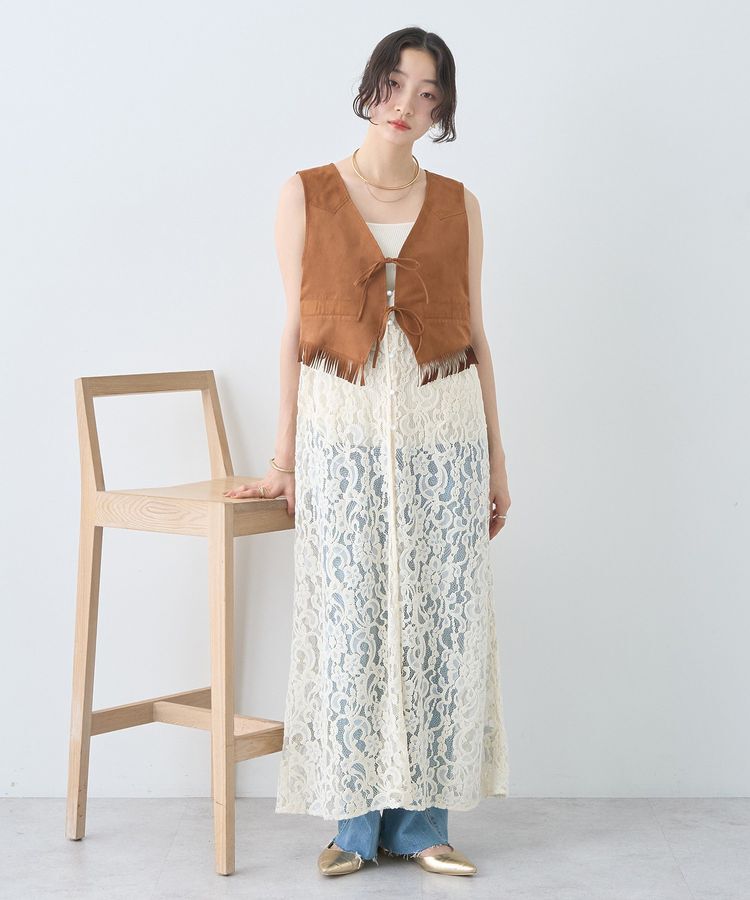 earth music&ecology「起毛レースレイヤードキャミワンピース」|ワンピース|